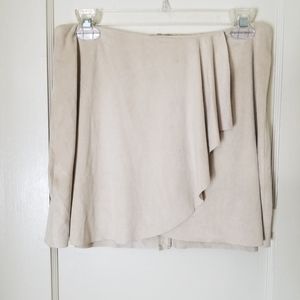 BCBGENERATION cream micro suede faux wrap skirt